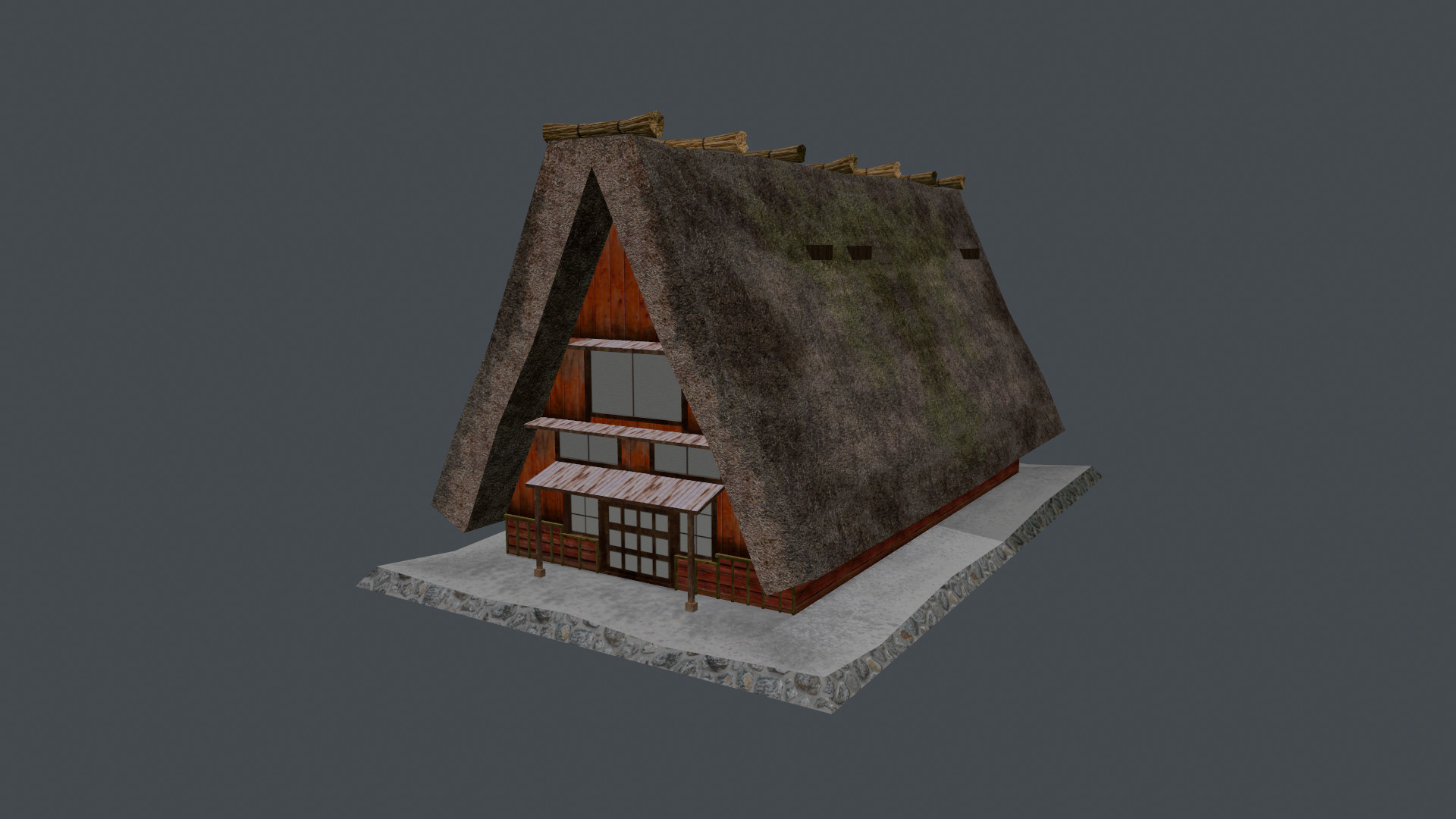 Artstation Low Poly Model Of Japanese Thatch Roof House Ujwal Correa