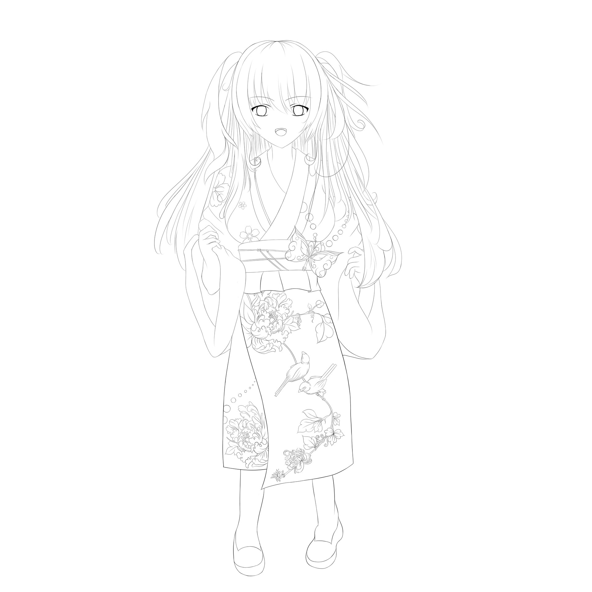Drawing Anime Clothing Manga japanese kimono girl png  PNGWing
