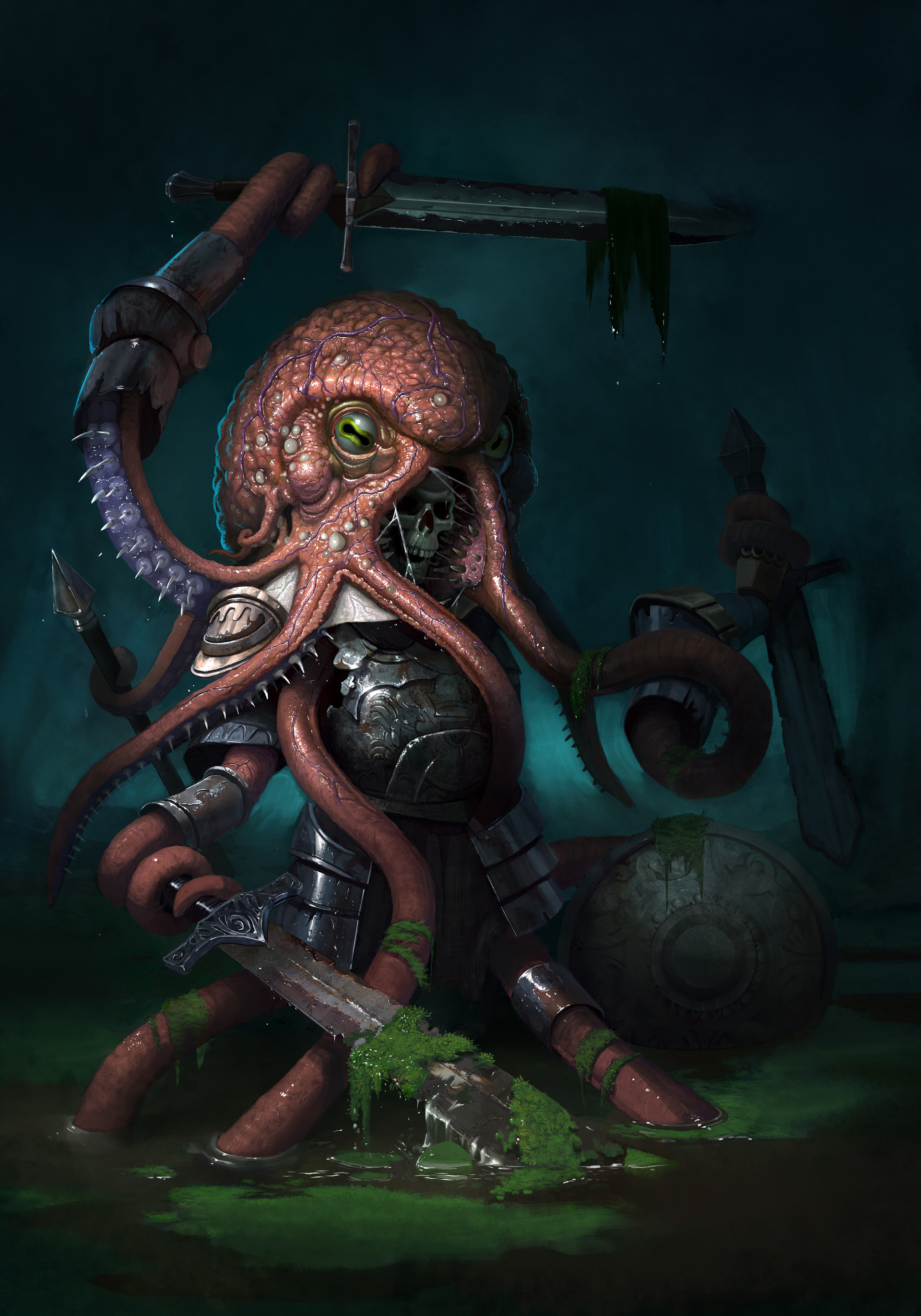 Морское чудовище. Кракен наркошоп. Гигантский осьминог кракен. Азатот лавкрафт. Кракен хоррор mtg.