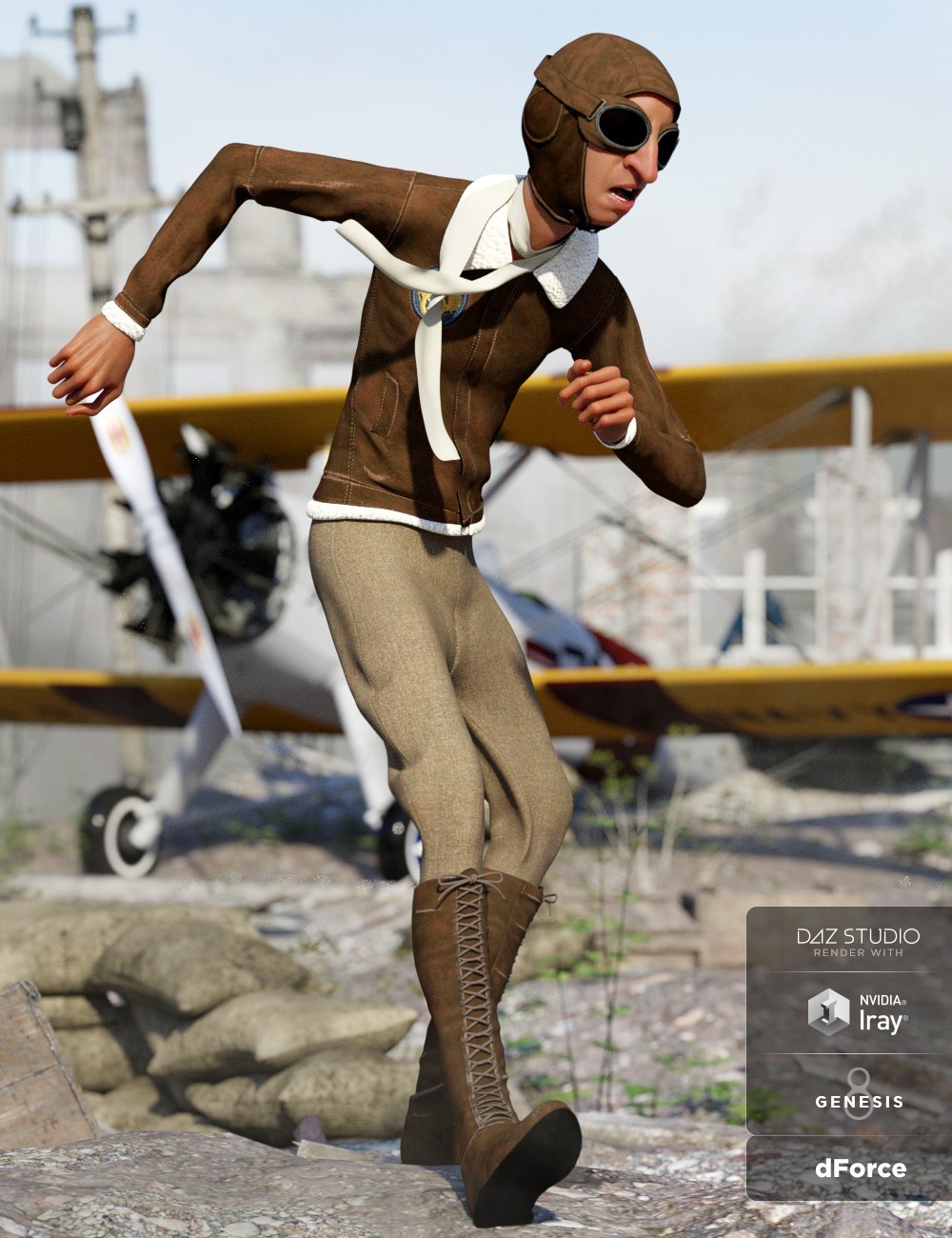 Lisa Nikisatez - dForce Retro Aviator Outfit for Genesis 8 Male(s)