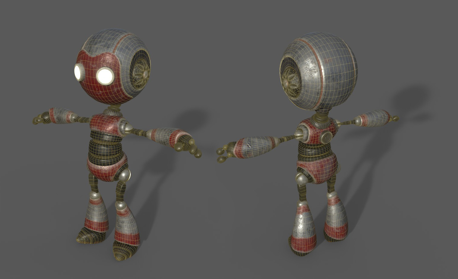 T pose and Wireframe