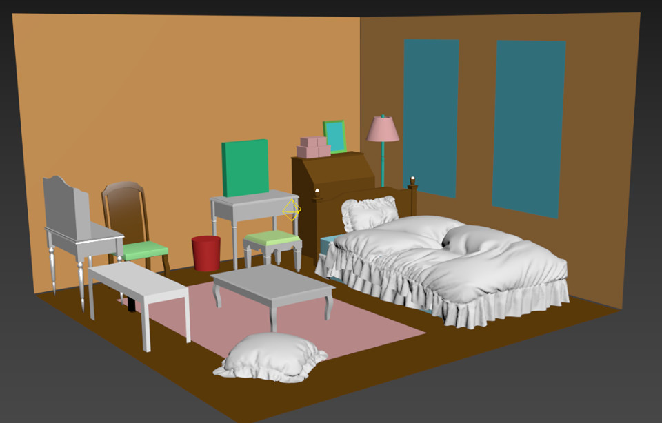 Bedroom, with View of the Starry Night Sky and Moonlight