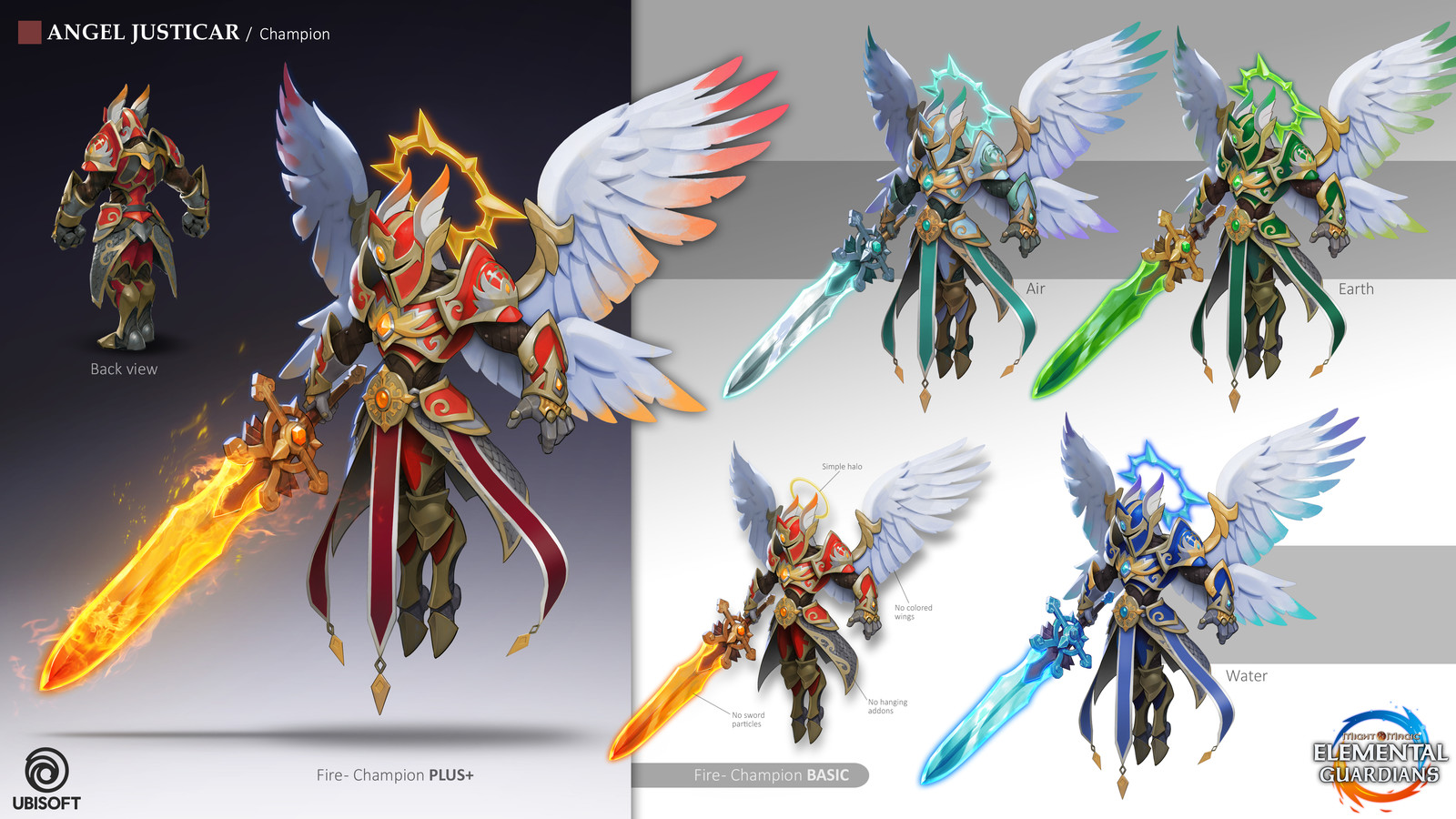 Angel Justicar - color versions
(Might &amp; Magic Elemental Guardians videogame)
