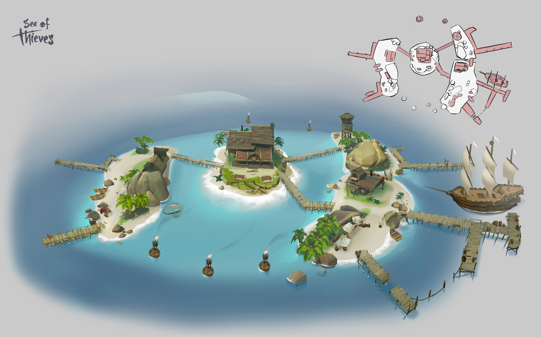 Карта seas of seas. Карта Sea of Thieves. Sea of Thieves карта островов. Sea of Thieves концепт арты.
