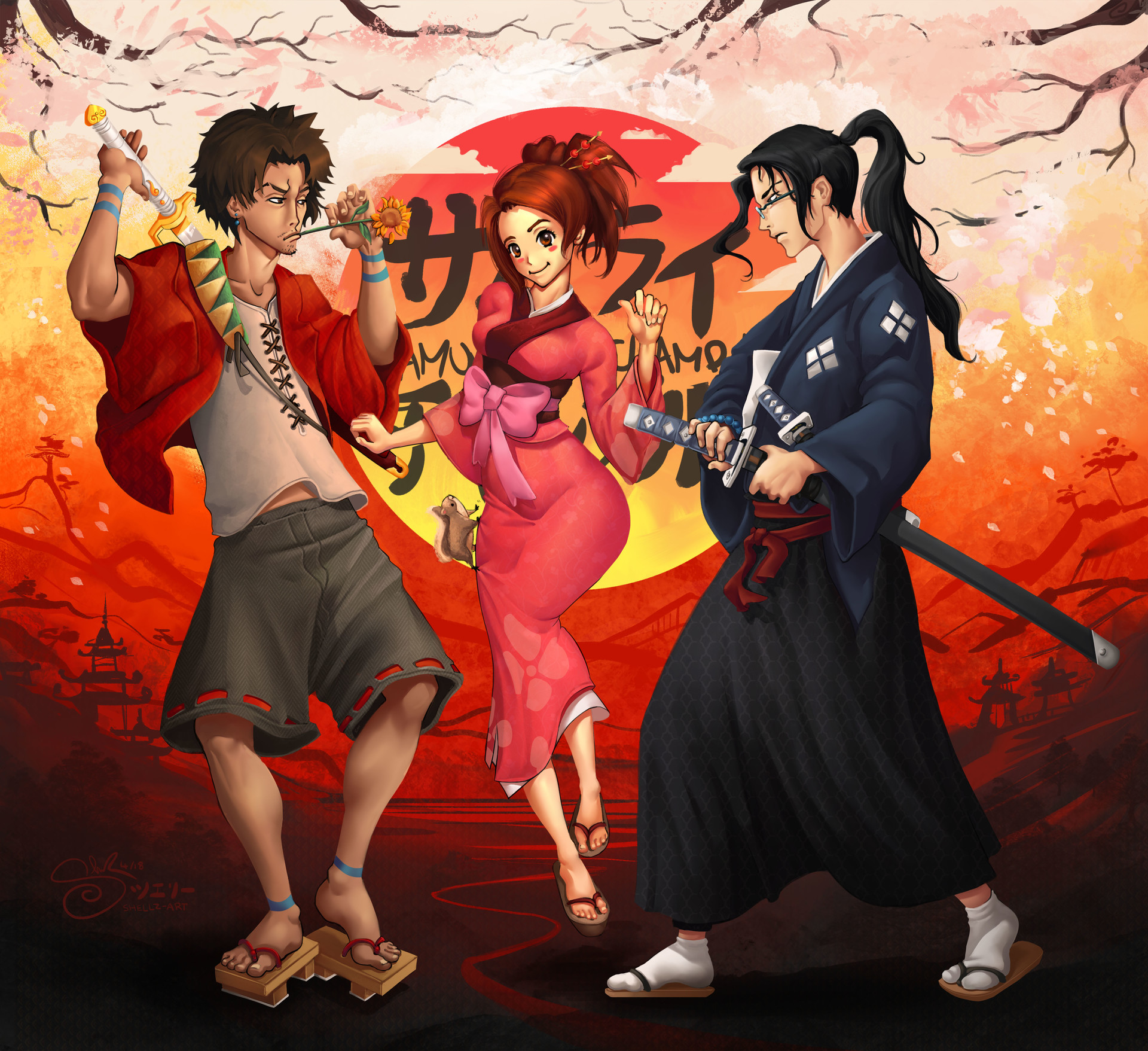 Mugen, Fuu and Jin from Samurai Champloo. 