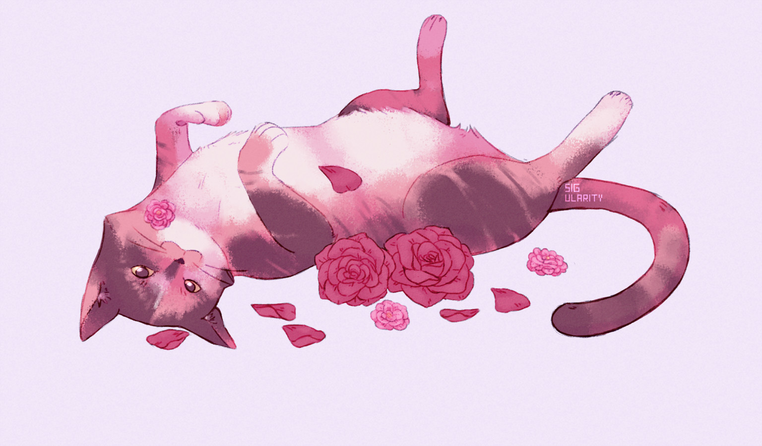Розовая кошка арт