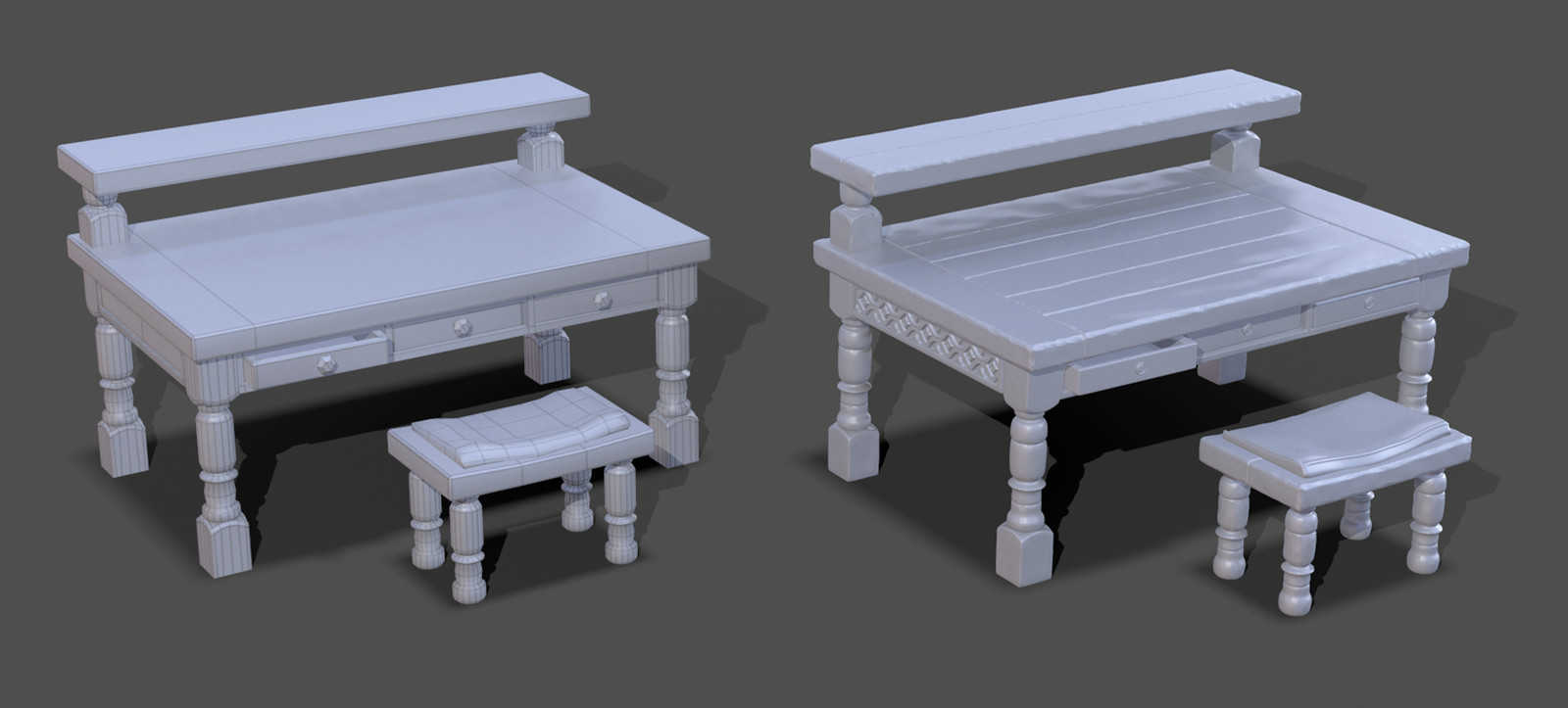 Low and high poly