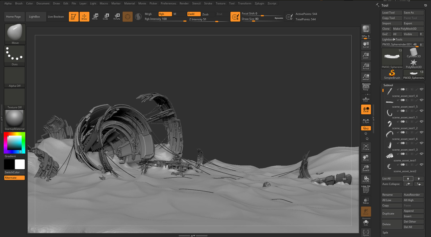 Desert wreckage sci-fi in ZBrush 2018