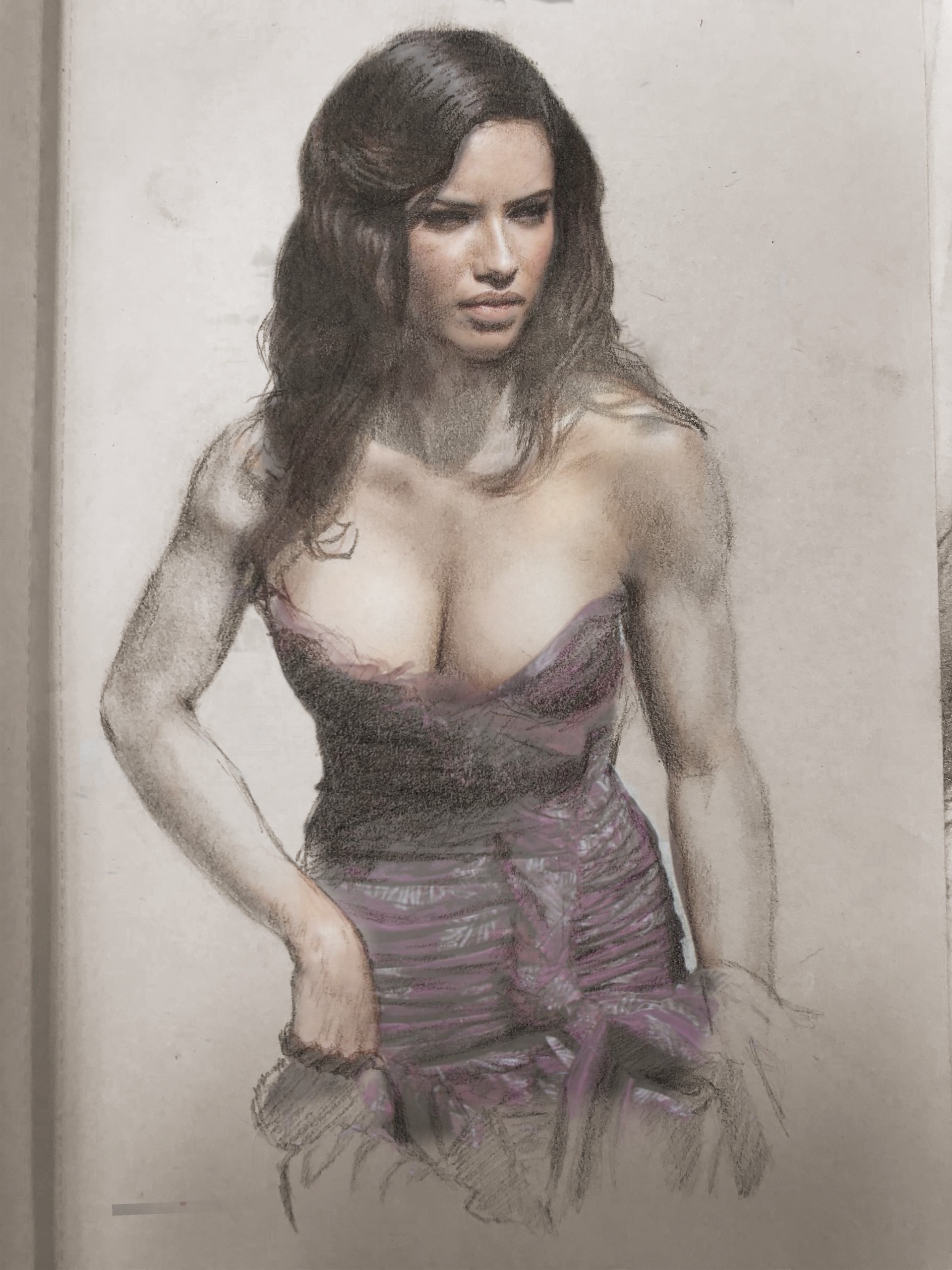 Adriana Lima Portrait Pencil Drawing