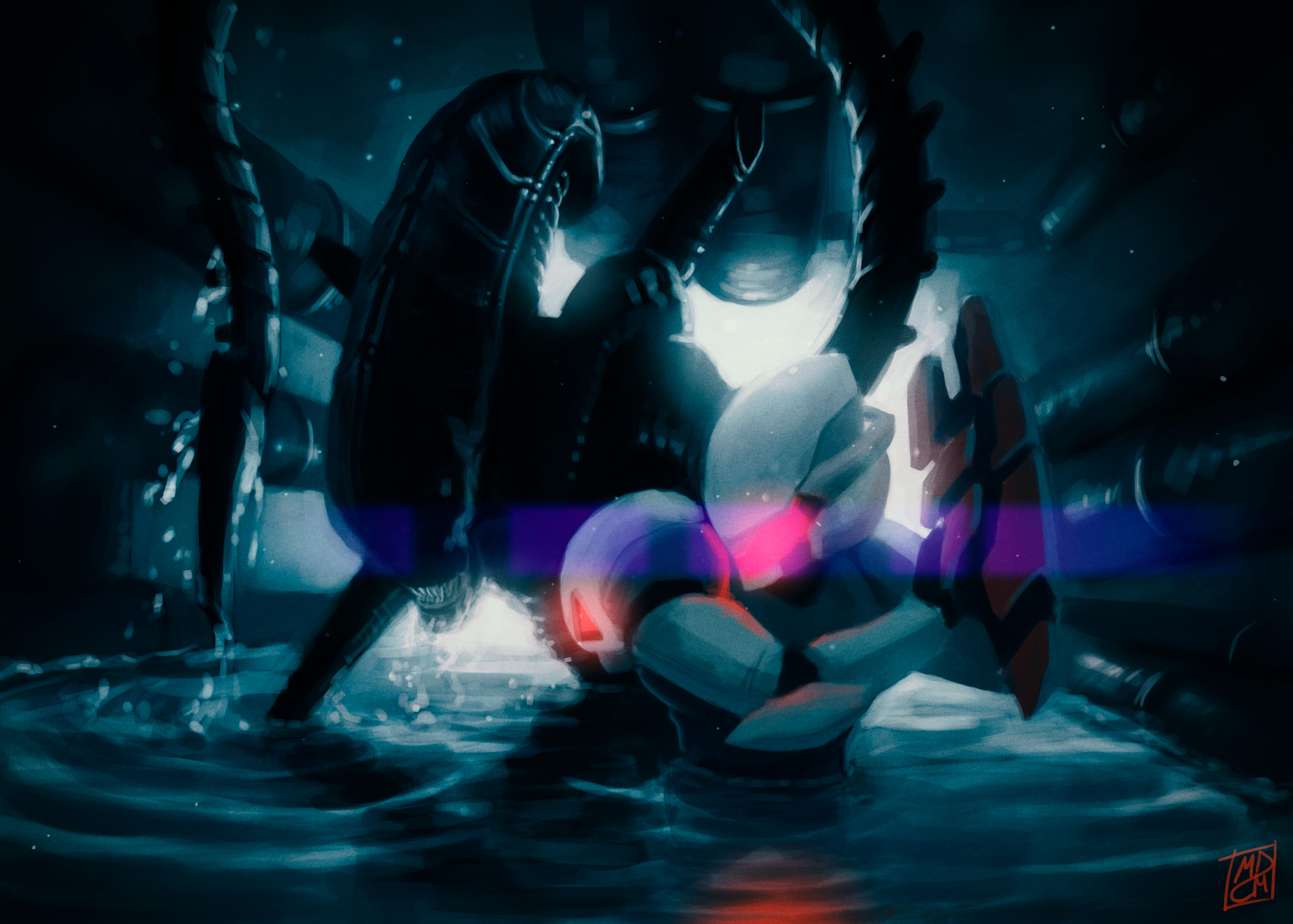 Crossover between Alien and my indie game Elyra: Echoes from the Void. Drawing for Alien Day 2018.