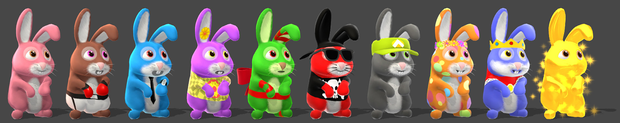 Unity screenshot of all the rabbits