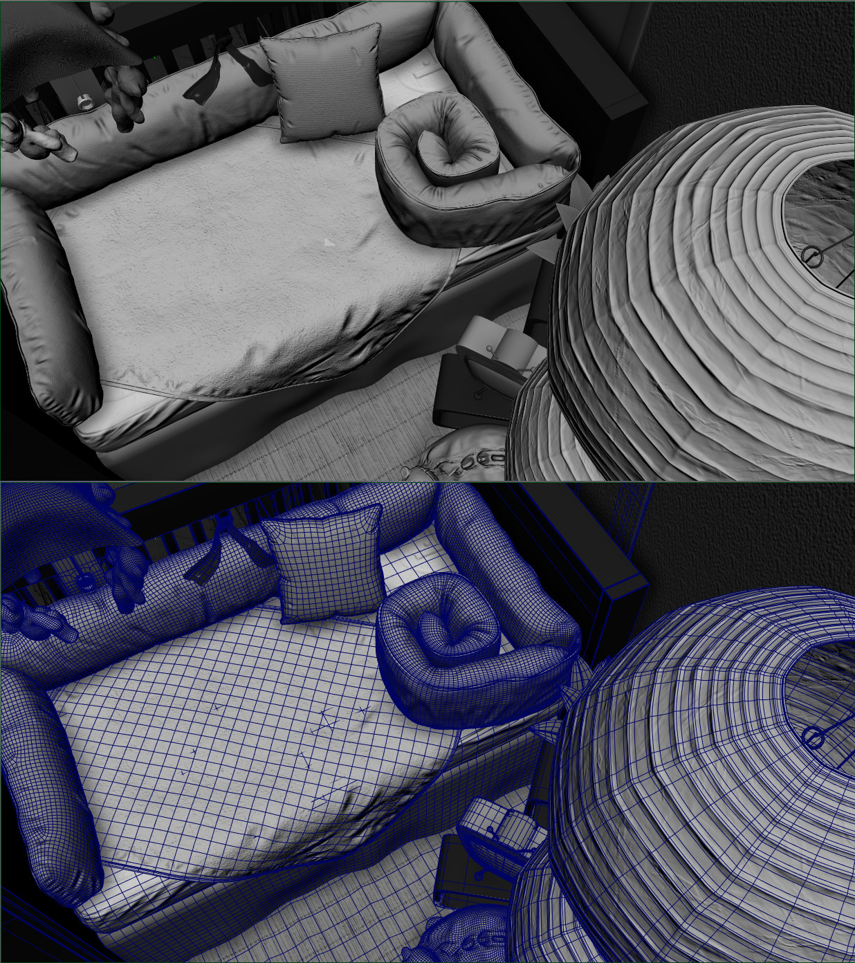 Night time Nursery mid-res wireframe
