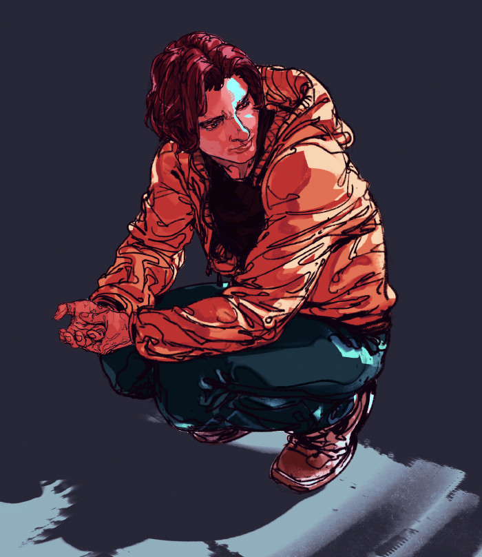 Guy with hoodie top