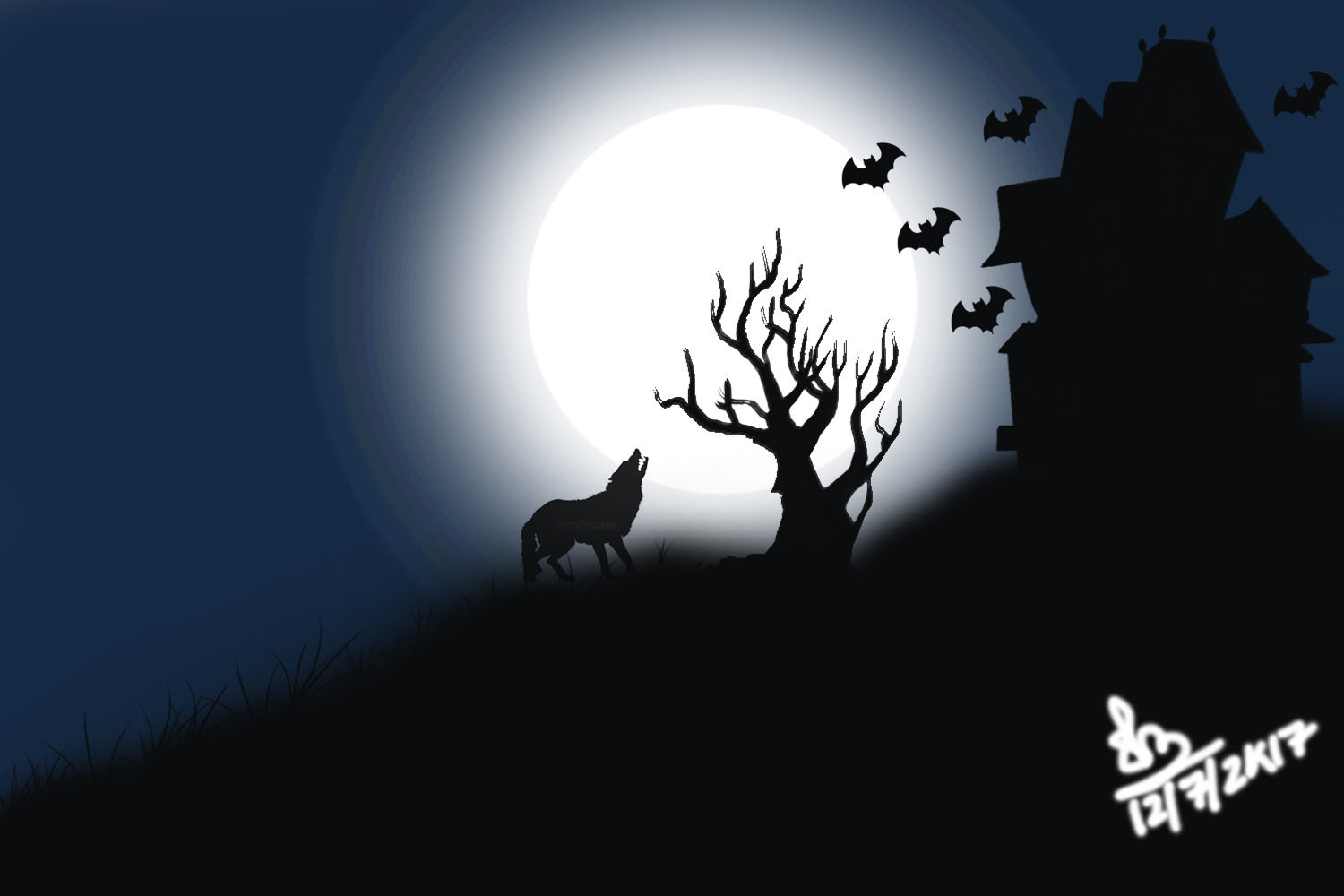 Artstation Full Moon Haunted Scenery Surajit Biswas