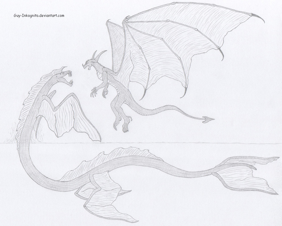 Tobias Kilian - Sea Serpent Vs Dragon Drawing