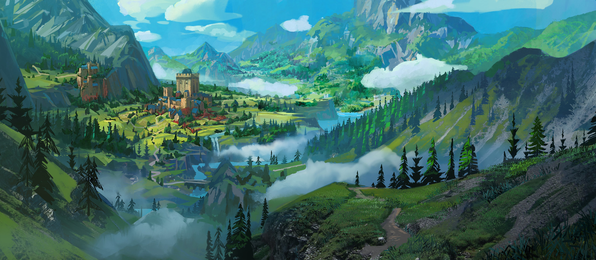 ArtStation - fantasy landscape 1, Tyler edlin