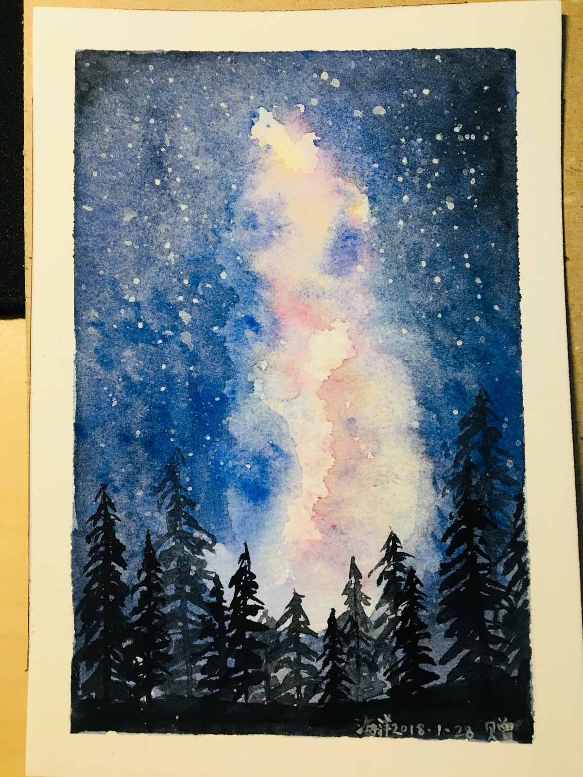 海洋 水彩夜空 海洋 水彩夜空