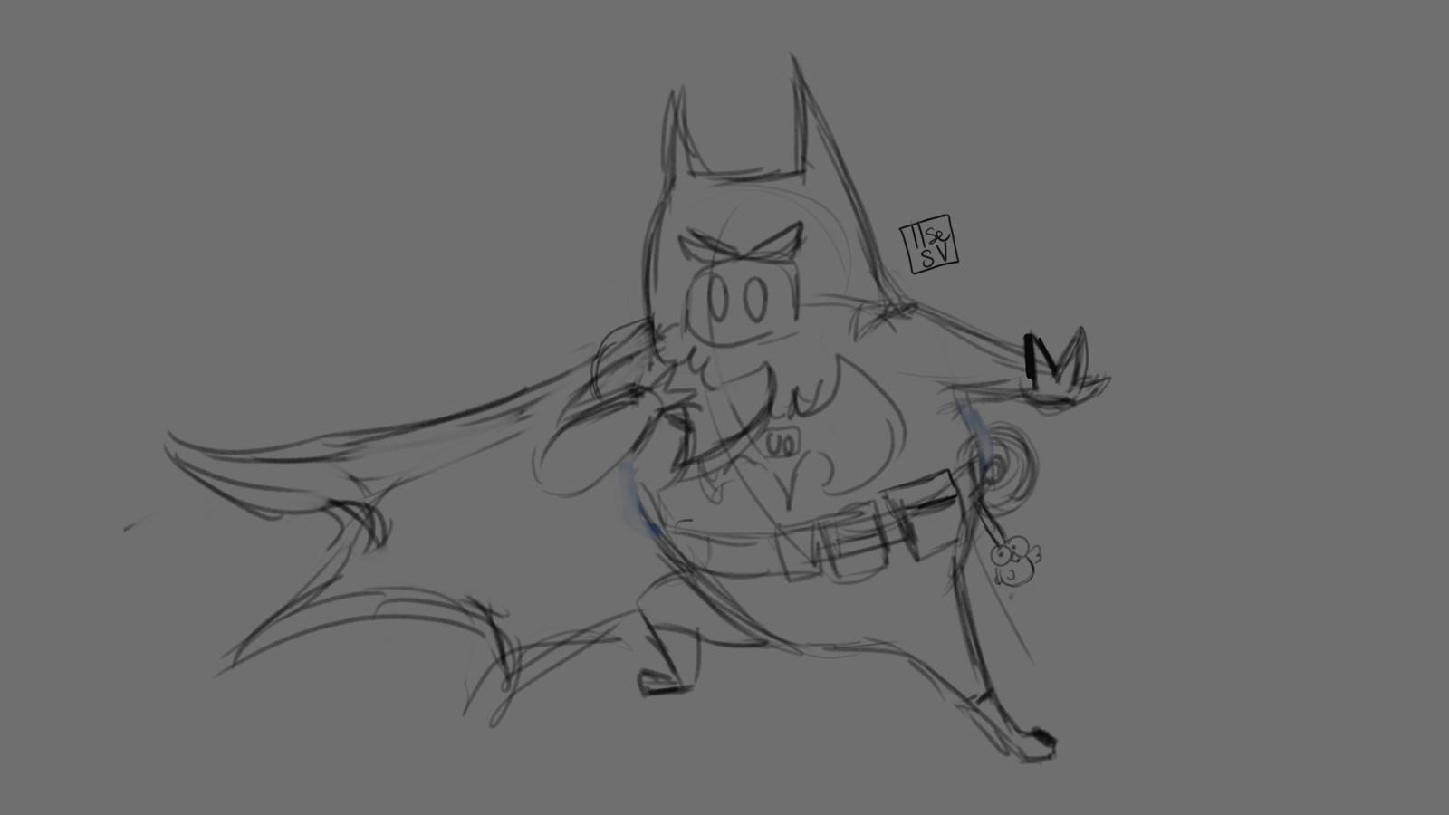 Porko Batman final sketch