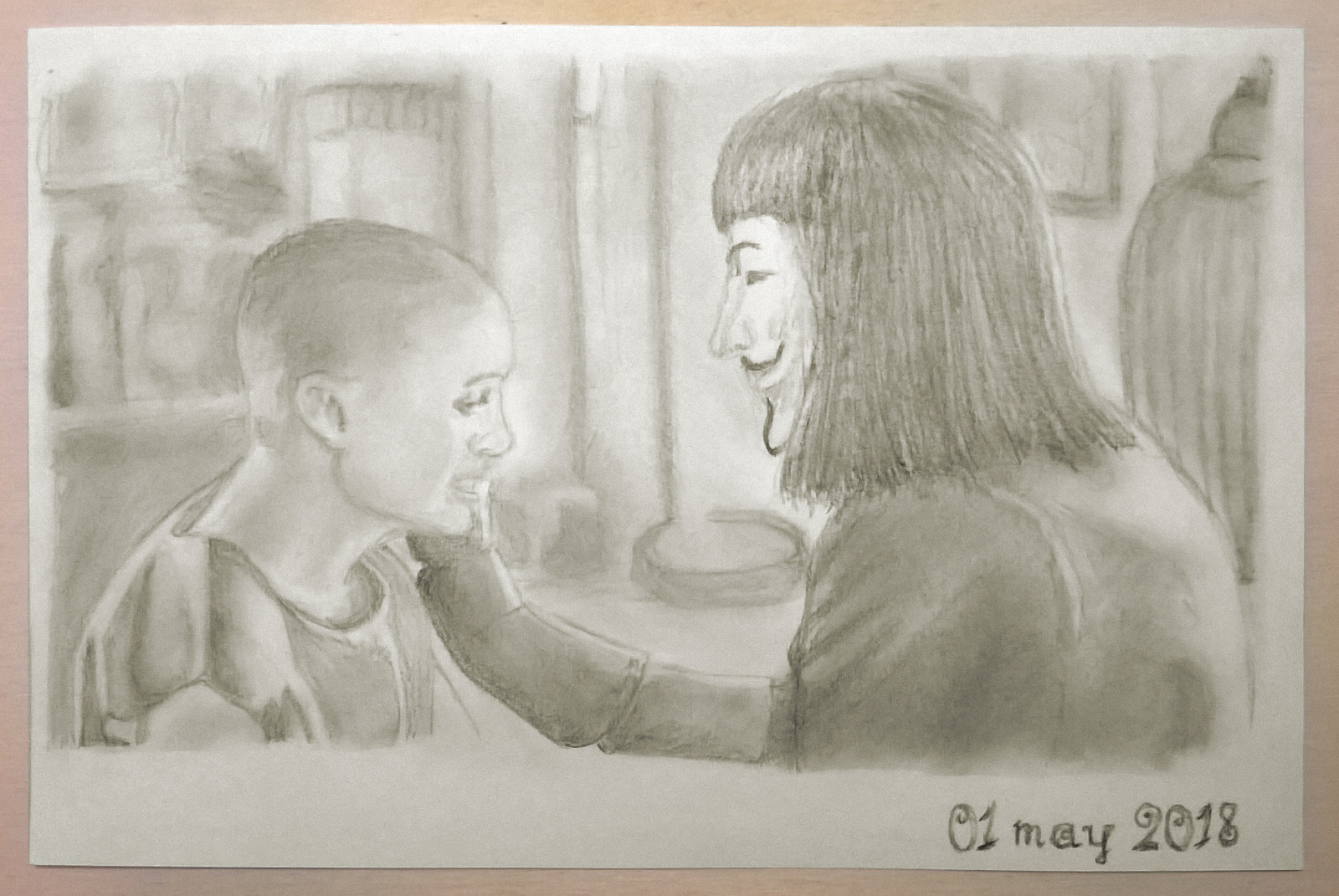 Artstation V For Vendetta Pencil Sketch May 1st 2018 Davide Tirindelli