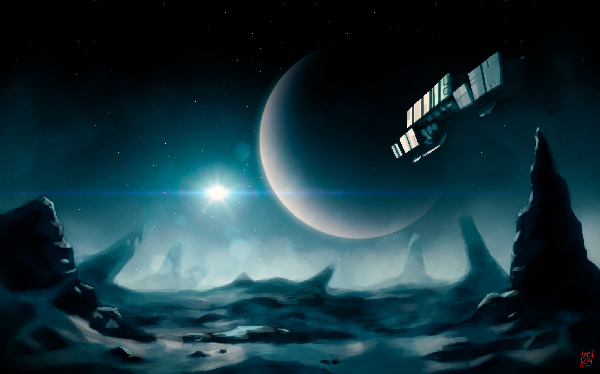 Experimenting with a ship in the distance.