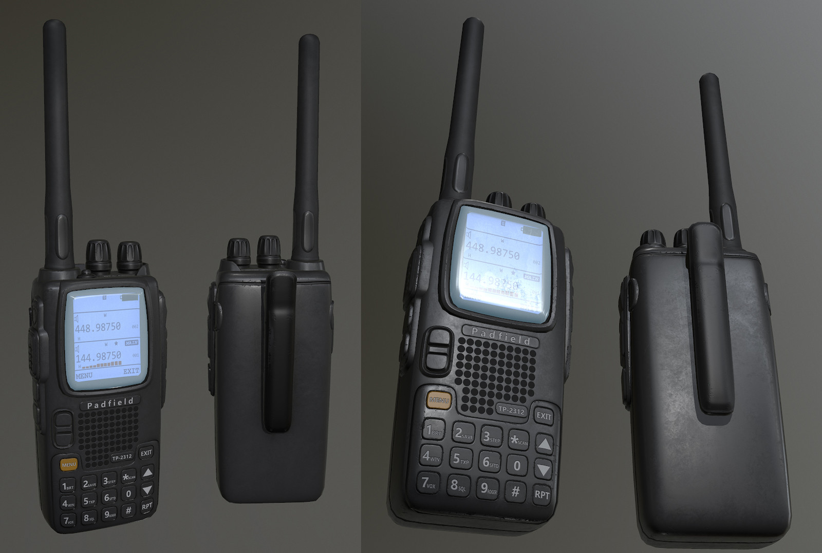 Radio high poly was a bought asset. I fixed the errors then made the low poly and textures. 