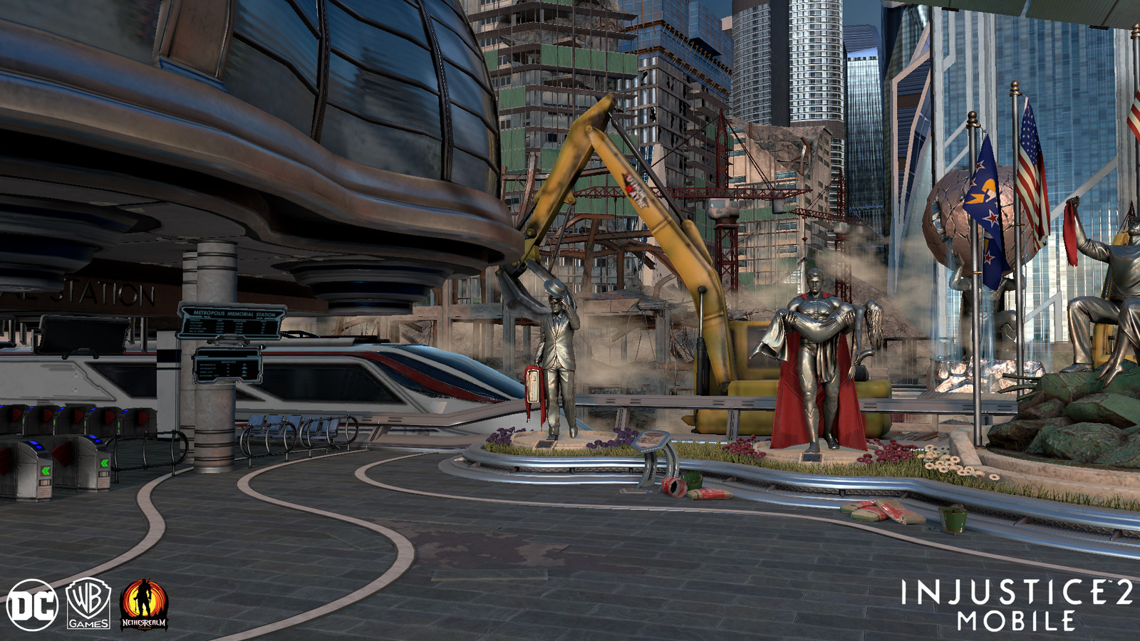 Metropolis Mobile
The statues, statue bases, statue platform, flags, flag posts, back railing, flower planters and all background buildings are assets I optimized and adjusted from their console versions.