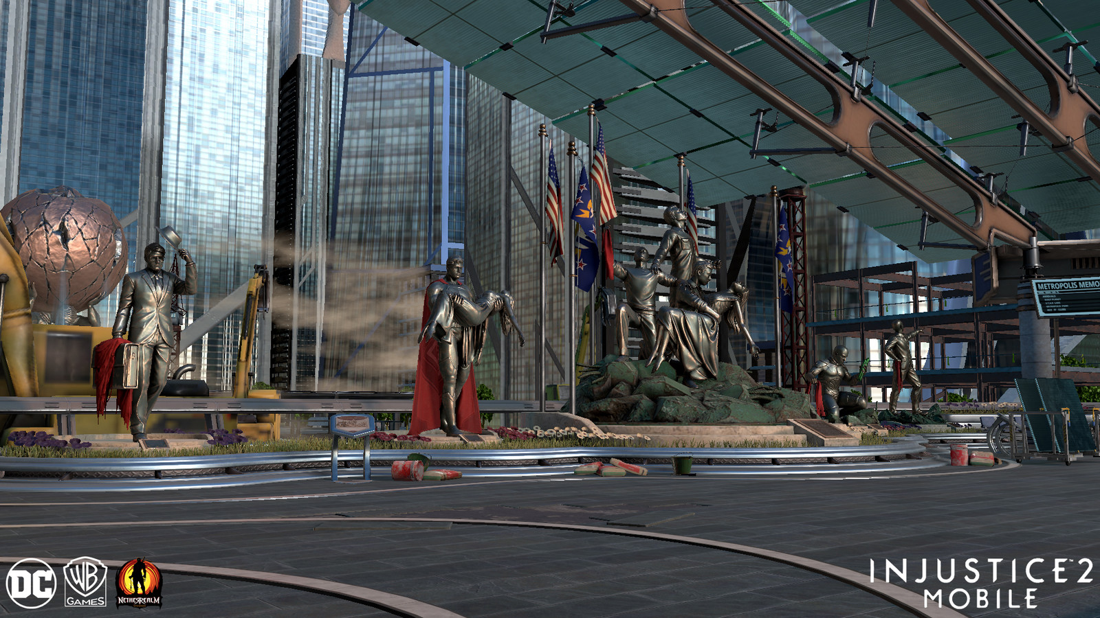 Metropolis Mobile
The statues, statue bases, statue platform, flags, flag posts, back railing, flower planters and all background buildings are assets I optimized and adjusted from their console versions.