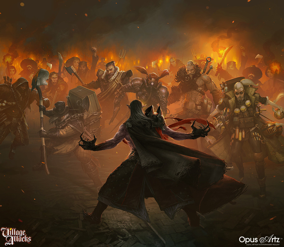 Artstation Grimlords Games Village Attack Concept Art