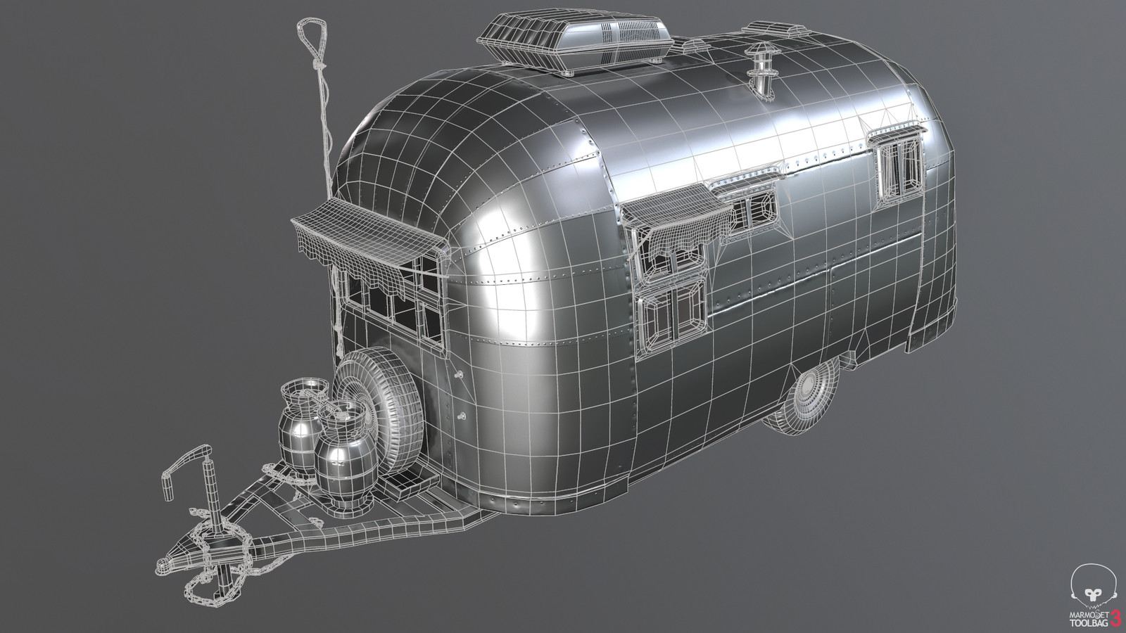 Camper Normal_Bake Added Trailer Hitch Wireframe