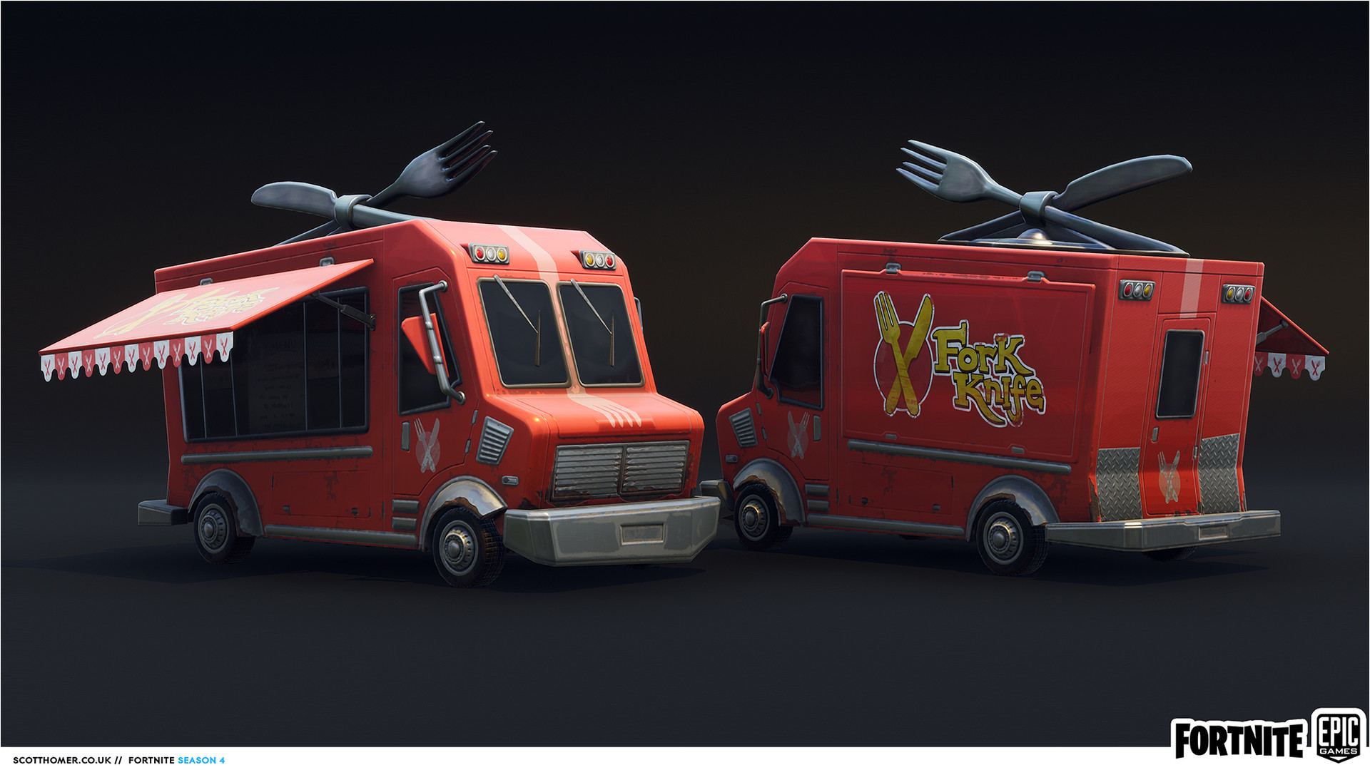 fork knife truck logo by drew hill - fortnite taco truck