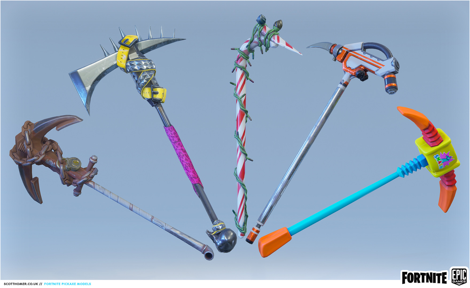 Blender 2.8 Modeling Fortnite Pickaxes Artstation Fortnite Pickaxe Models Scott Homer
