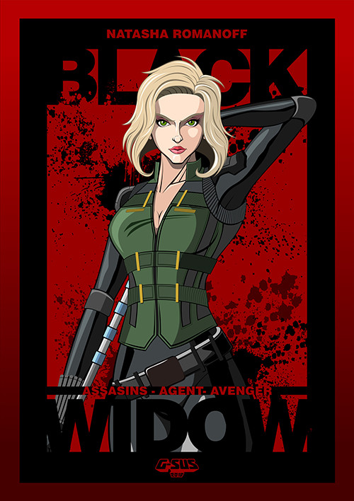 Jesus Prado Avengers Infinity War Black Widow Avengers assemble in 22 infinity war character posters. avengers infinity war black widow