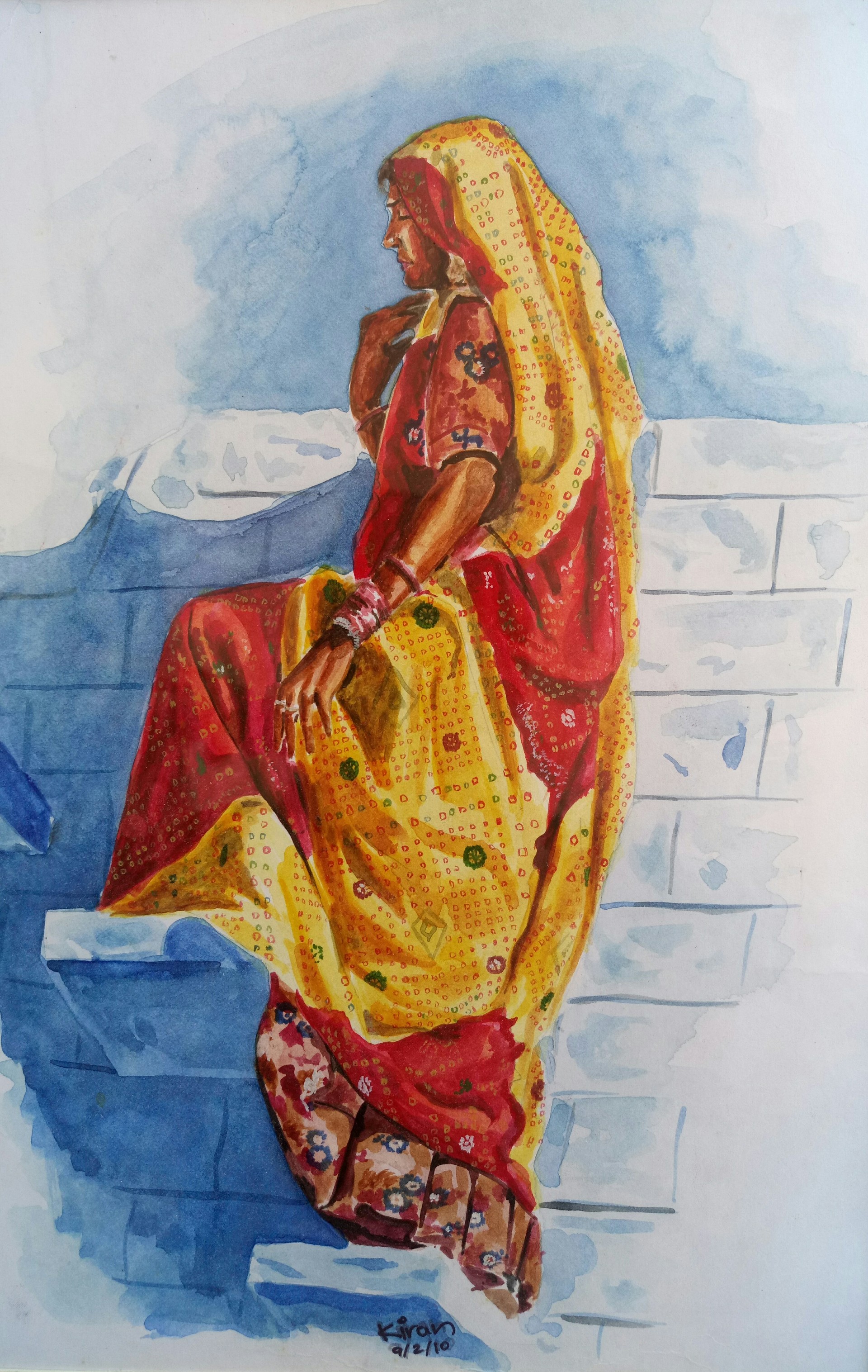 Artstation Rajasthani Girl Water Colour On Paper Kiran Surya