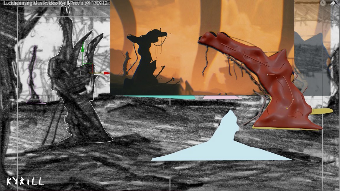 Counterclockwise: Sketch, spline, zbrush model, screencap.