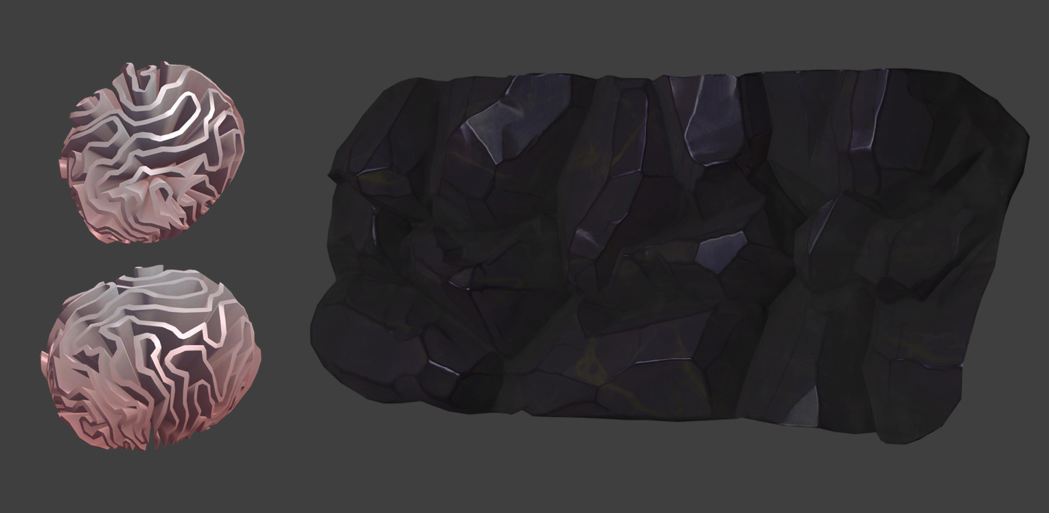 Obsidian Rock Wall, Brain Coral Models