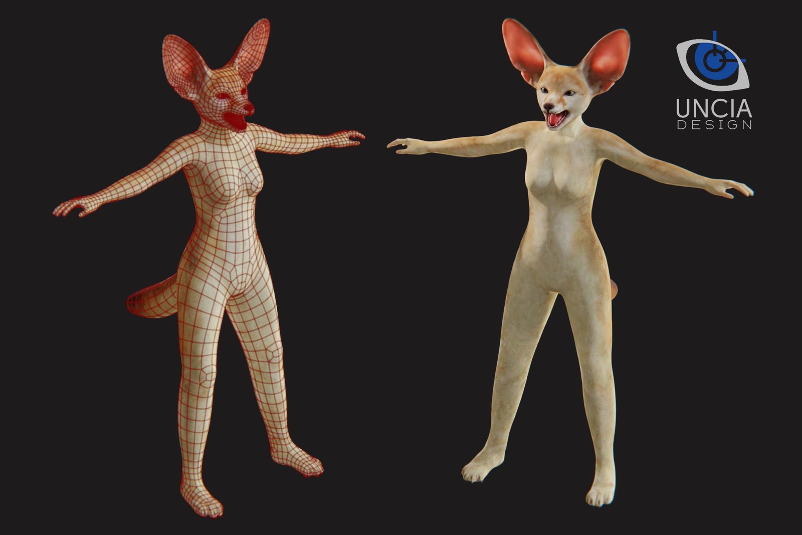 Cartoon Fennec Fox Character Base Model.