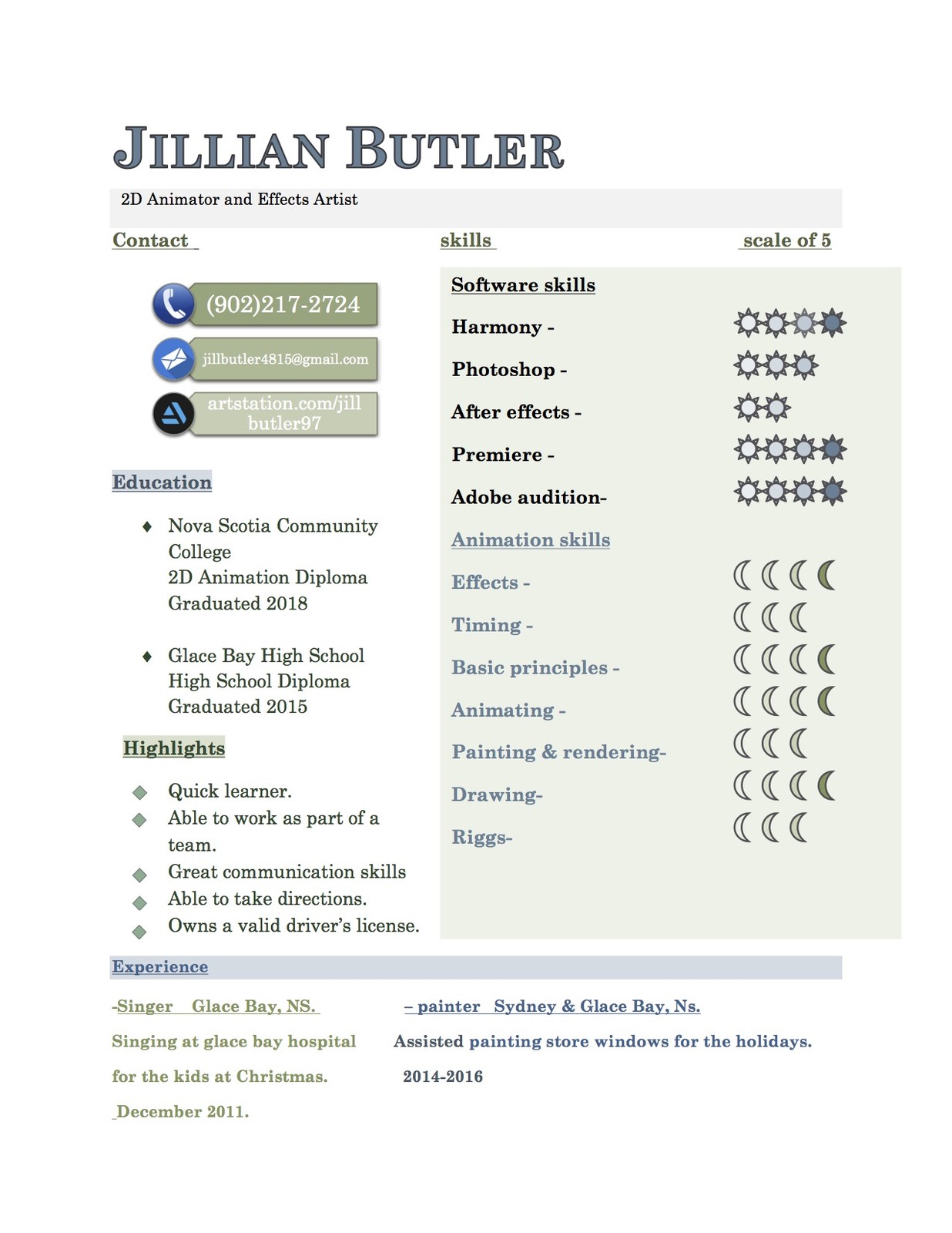 Artstation Resume Jillian Butler