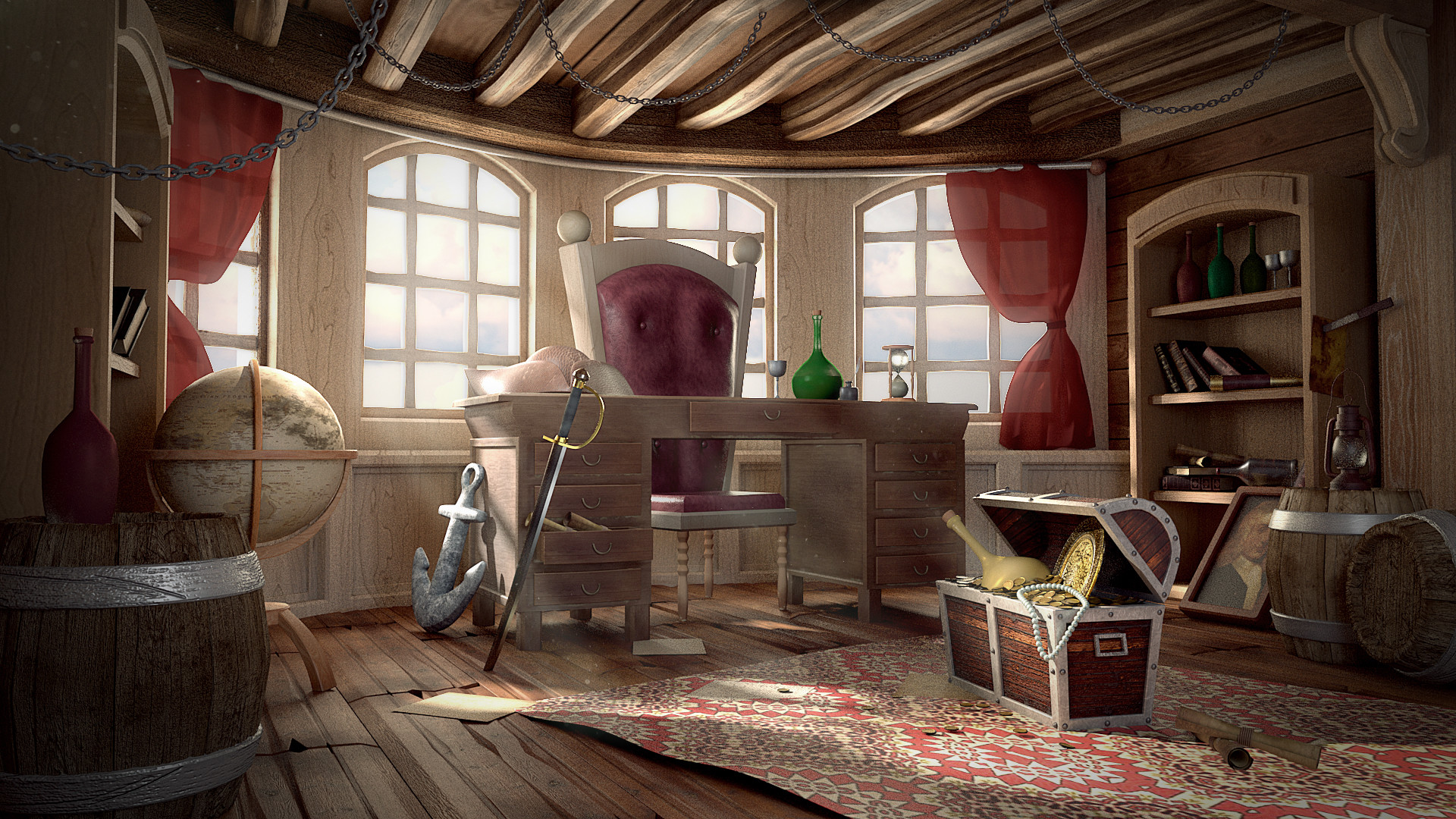 ArtStation Material Study Pirate Captain's Quarter