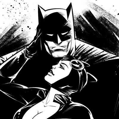 Silvano beltramo illustrazione batman e catwoman