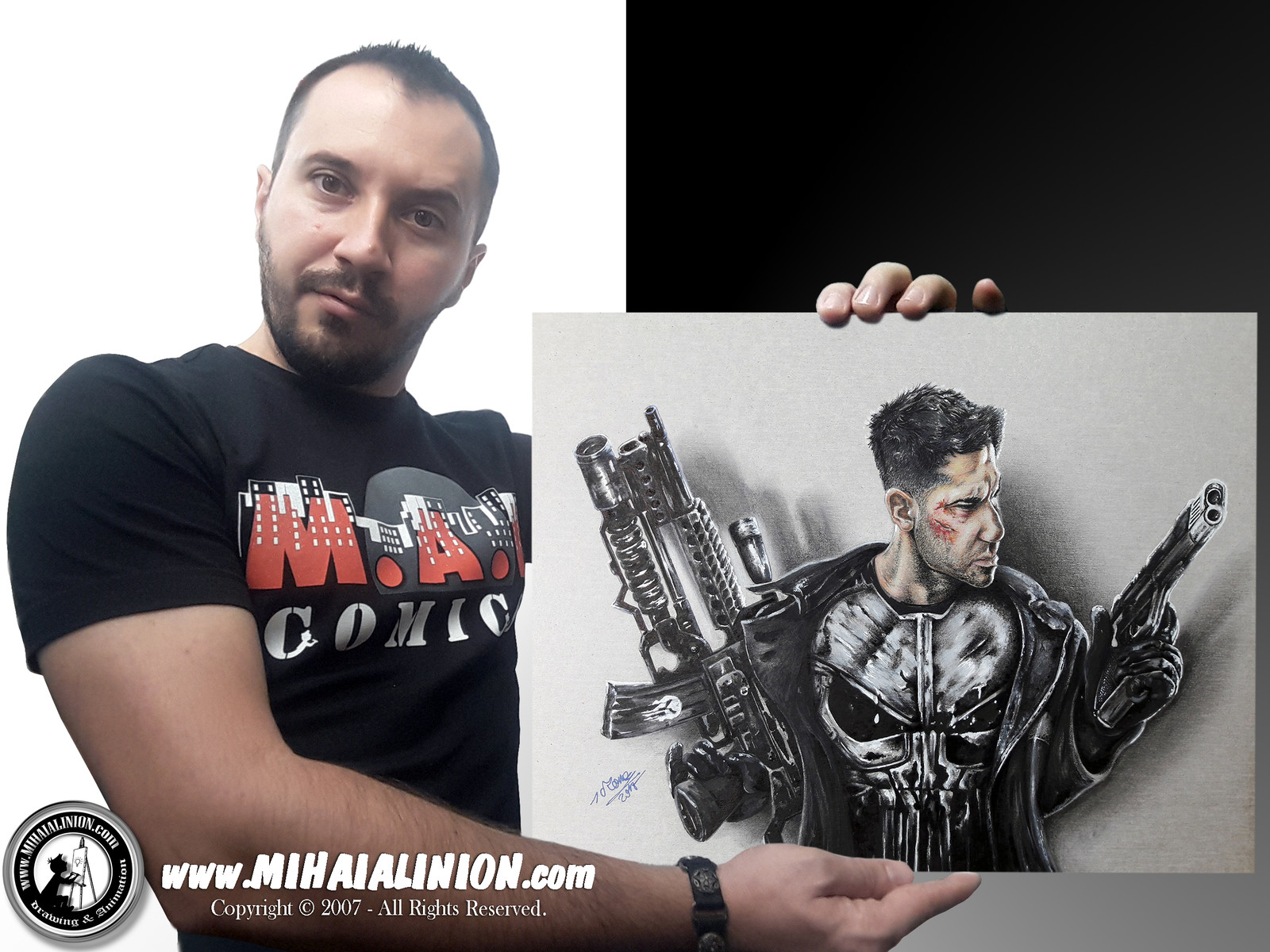 Drawing The Punisher - Frank Castle - Jon Bernthal inspired - Realistic 3D Comics Art 