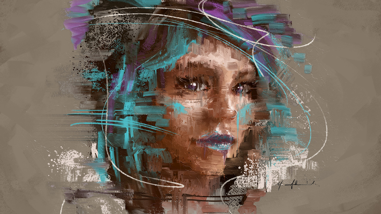 Abstract Portrait - Digital Oil Art Painting / MA-BRUSHES