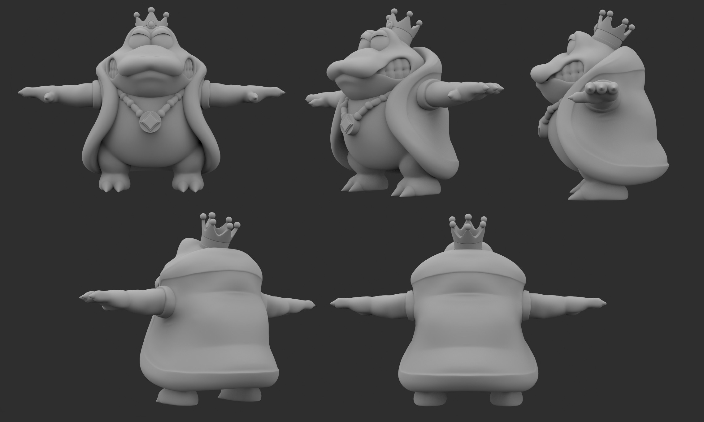 Different views of the initial sculpt