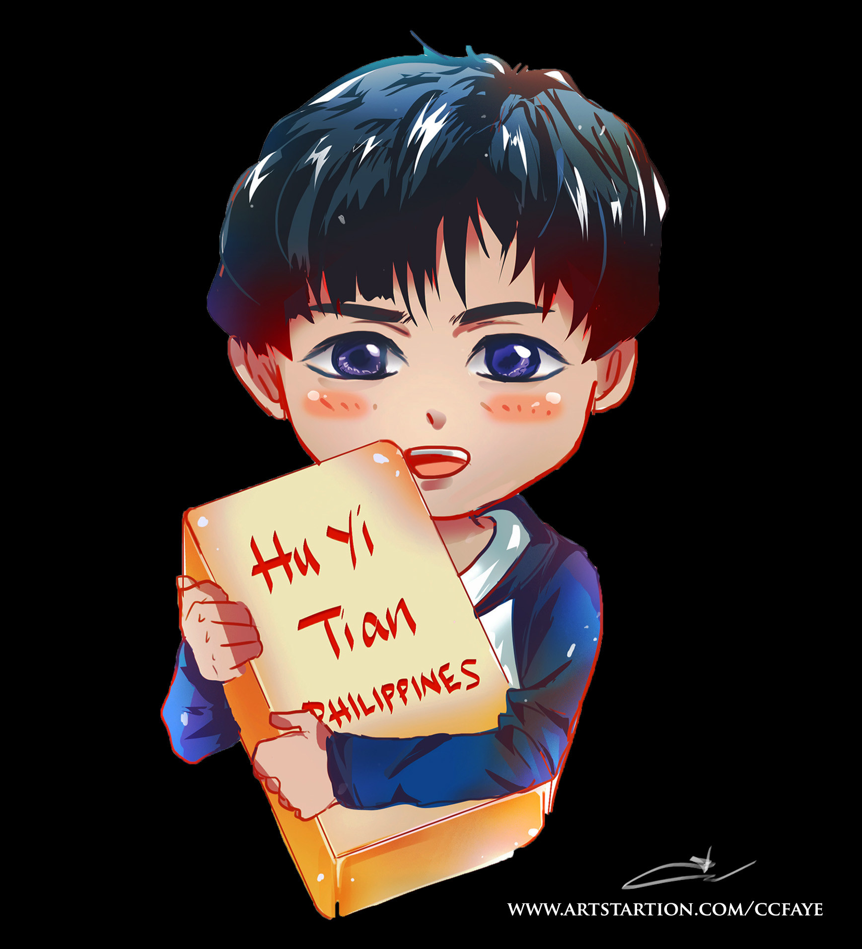 Charlotte Faye Chua Hu Yi Tian Chibi Digital Drawing Commission For Fan Art Page