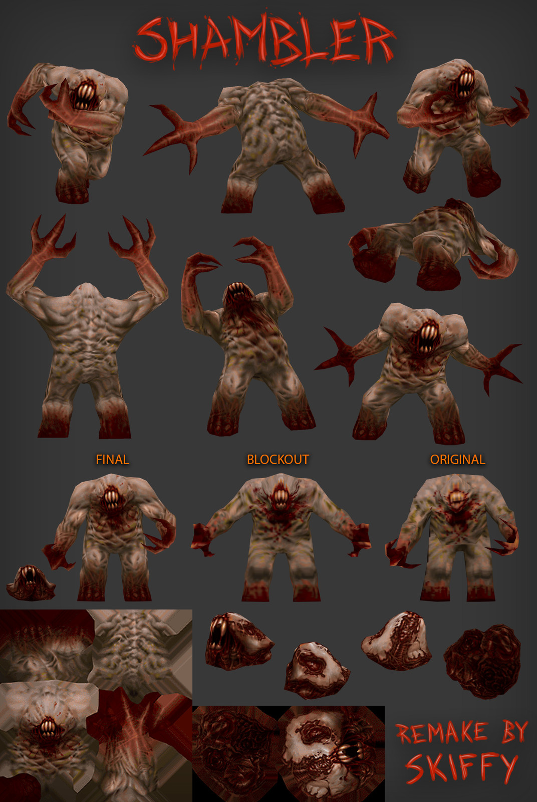 Released the beast. Shows texture flats and various stages of the project.