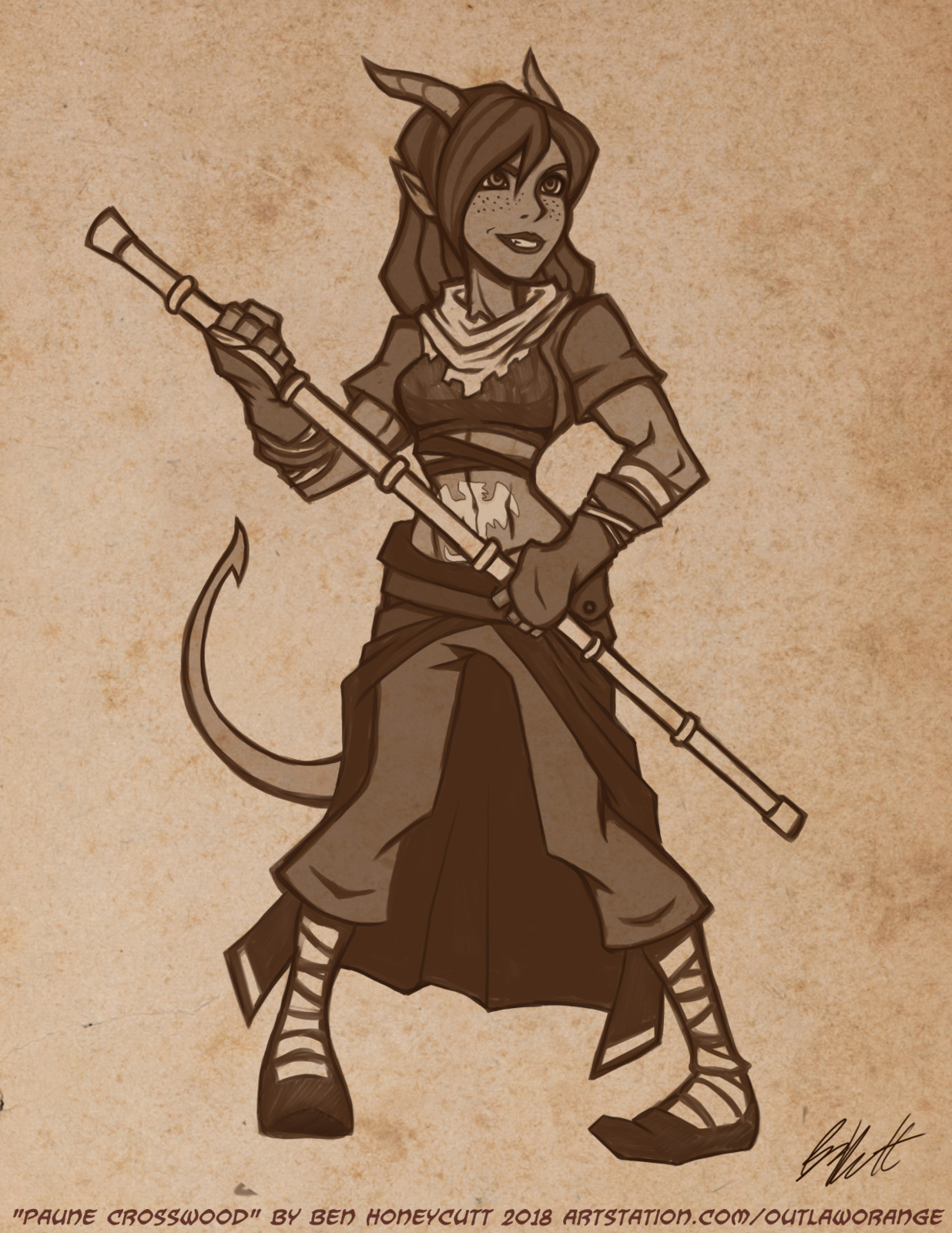 Paune Crosswood, Tiefling Monk
