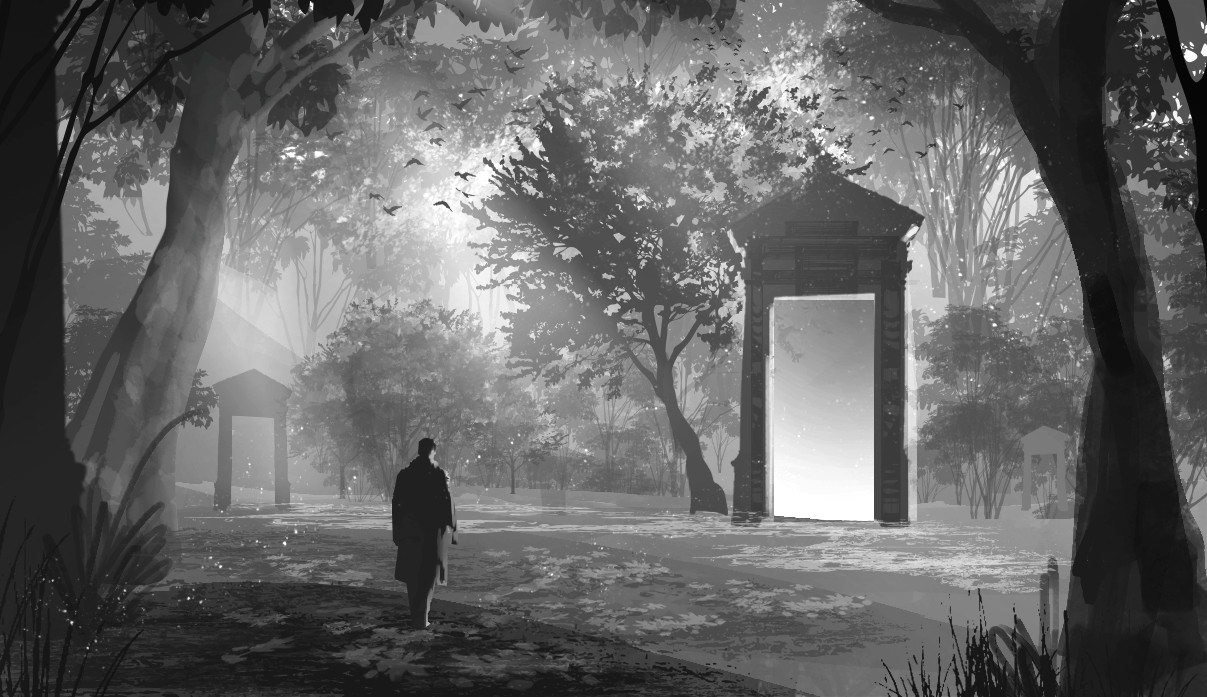 The original sketch was a complete different idea, centered around a portal.  