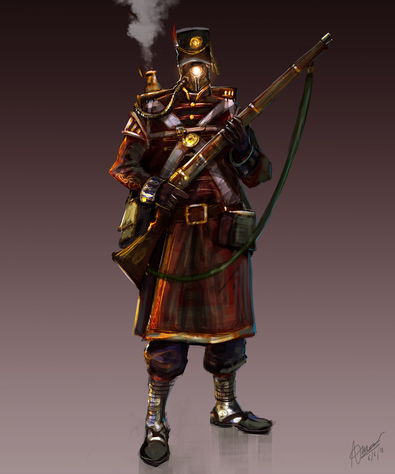 1895, Welded Iron, Imperial Clockwork soldier plus steps.