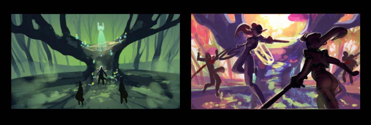 Here are the rough sketches for the two versions