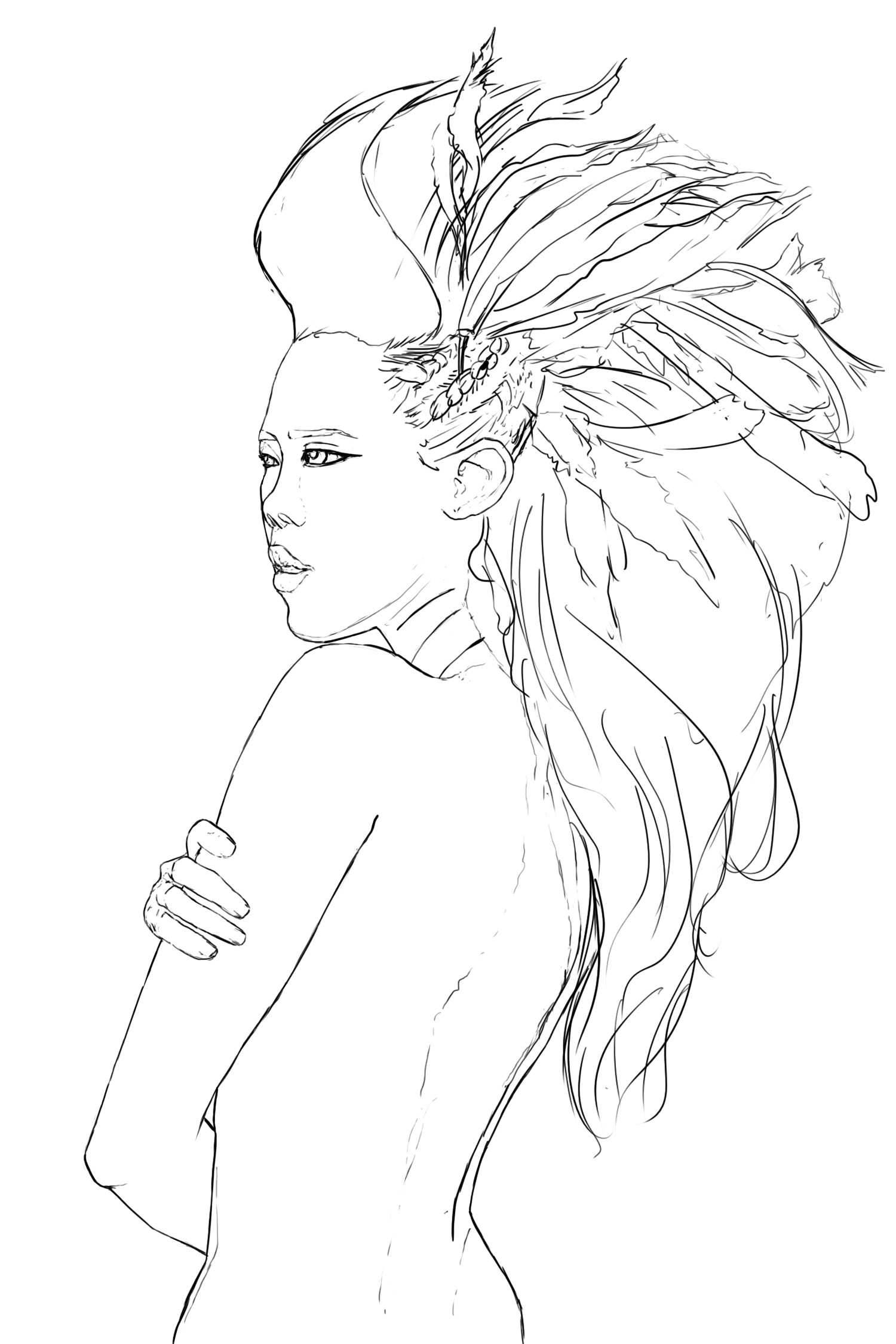 Feathered hair drawing store