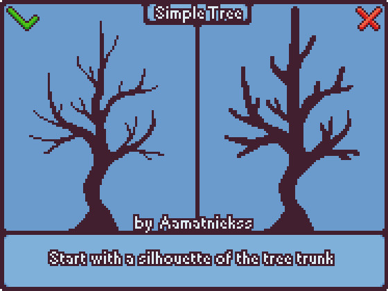 Artstation Simple Tree Pixel Art Tutorial Nauris Amatnieks A great tutorial which not only brings you through the process of drawing a pixel tree, but also guides you to structure the tree correctly, and ultimately adding details until it becomes an epic pixel. pixel art tutorial nauris amatnieks